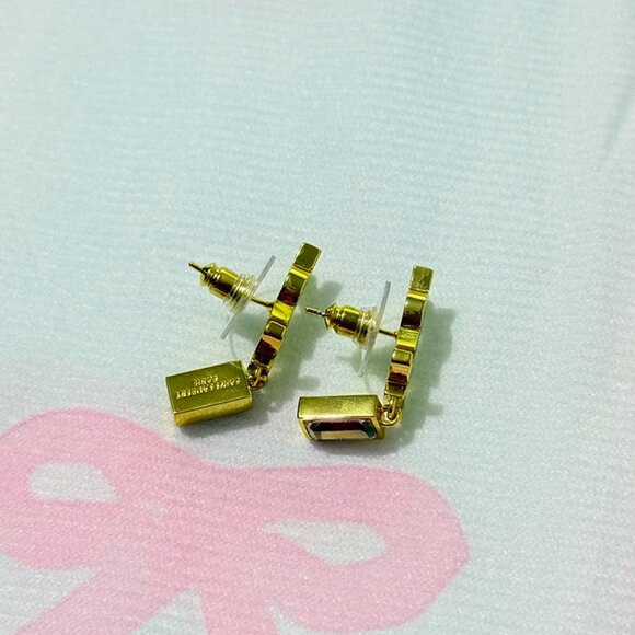 Yves Saint Laurent Gold-Tone Letter Earrings - Picture 5 of 5